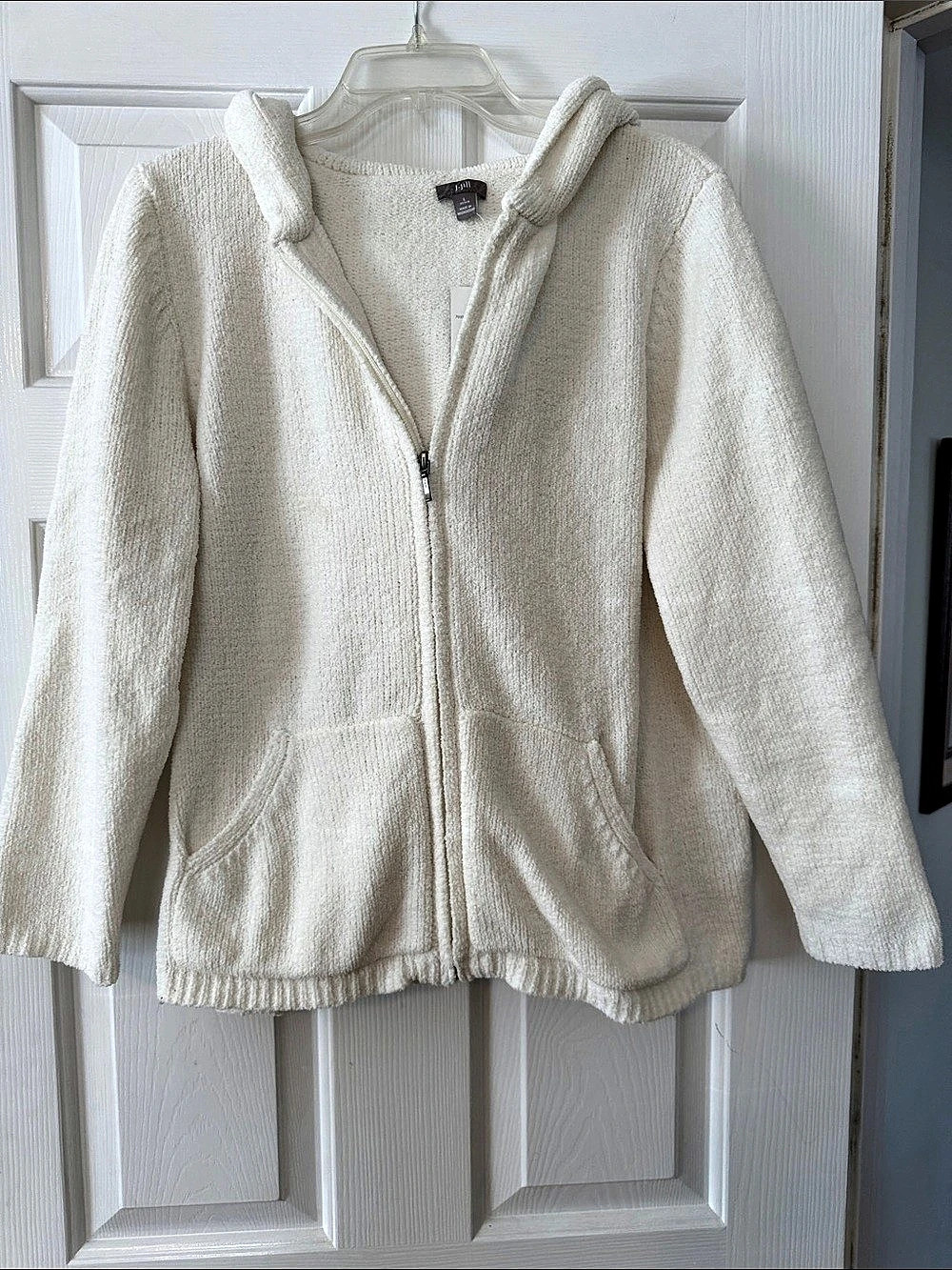 J. Jill Cream Soft Hooded Jacket Size LP NWT